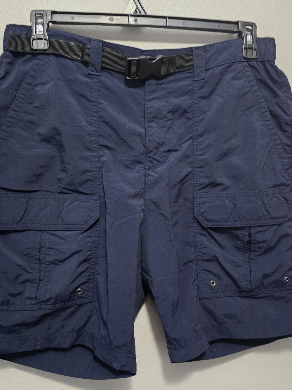 Navy Men's Cargo Shorts with Webbing Belt